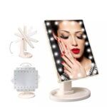 Espejo de maquillaje para mujer portátil y compacto, con 22 luces LED 360